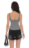 Ruched Gingham Top in Black and White