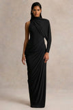 Aphra Black High Neck Maxi Dress With Cape Sleeve
