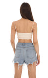 Ruffle Crop Top in Light Peach