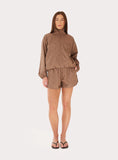 Brown Polka Dot Funnel Neck Track Jacket