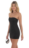 Glitter Strapless Bodycon Dress in Black