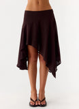 Kia Low Rise Asymmetrical Midi Skirt Chocolate