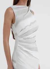 Printed Ruched Jersey Midaxi Dress