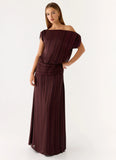 Rexi One Shoulder Maxi Dress Aubergine Gleam