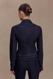 Cierra Cinched Jacket Top Washed Indigo Blue
