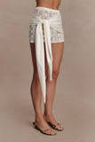 Liora Crochet Shorts With Knit Overlay Ivory
