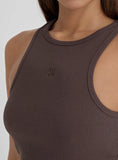 Chocolate Brown 4th Branded Racer Vest Top