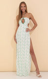 Cowgirl Print Halter Maxi Dress in Green