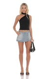 Denim Wrap Skort in Faded Blue