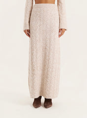 Camel Cable Knitted Maxi Skirt