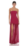 Mesh Strapless Maxi Dress in Magenta