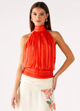 Willow Chiffon Top Coral