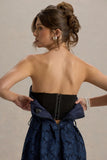 Shania Navy Lace Bandeau Skater Midi Dress