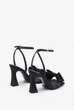 Headlines Black Ankle Strap Heeled Sandals With Diamante Bows