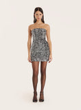Black Bandeau Sequin Mini Dress