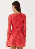 Sabella Mini Dress Magenta Red Rose
