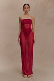 Aoife Mesh Maxi Skirt Raspberry