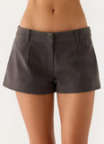 Jeremy Faux Suede Shorts Tan Grey