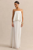 Saralyn White Bandeau Maxi Dress With Pleated Skirt