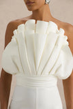 Riga White Ruffled Asymmetric Jumpsuit