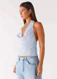 Charli Cowl Top Blue
