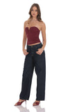 Mid Rise Baggy Jeans in Navy