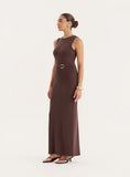 Chocolate Gold Hardware Belt Detail Maxi Dress