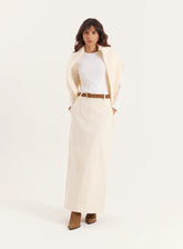 Cream Corduroy Skirt
