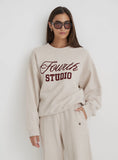 Oatmeal Fourth Studio Slogan Oversized Sweatshirt