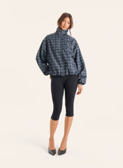 Check Print Funnel Neck Windbreaker Jacket