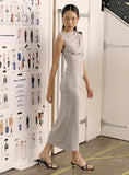Grey Ruched Jersey Midaxi Dress