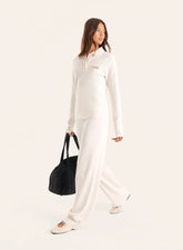 Ecru Ribbed Jersey Trousers