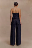 Monte Strapless Denim Corset Washed Indigo Blue