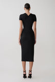 Junie Cross Over Neck Slinky Maxi Dress Black