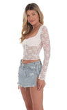 Long Sleeve Lace Top in White