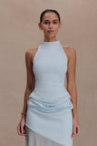 Portia Scuba Sleeveless Top Pale Blue