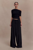 Sierra Asymmetrical Cashmere Blend Knit Top Black