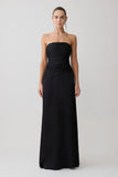 Serena Strapless Taffeta Maxi Dress Black