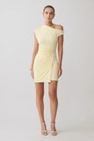 Alyn Off Shoulder Draped Mini Dress Lemon