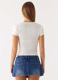 Sebastian Low Rise Denim Mini Skort Blue Wash