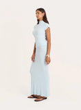 Blue Textured Fine Knit Maxi Skirt