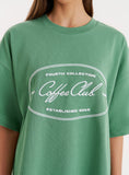Green Coffee Club Slogan Oversized T shirt