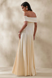 Cindie Cream Bardot Neck Maxi Dress