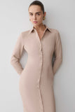 Dorian Fitted Shirt Midi Dress Wheat Marle