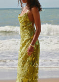 Havana Sequin Maxi Dress Lime
