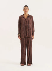 Chocolate Plisse Trouser
