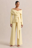 Empress Lemon Bardot Neck Tailored Top