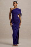 Trance Blue Asymmetric Maxi Dress with Split