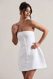 Anniston White Bandeau Tailored Buttoned Mini Dress