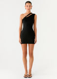Off The Grid Eyelet Mini Dress Black